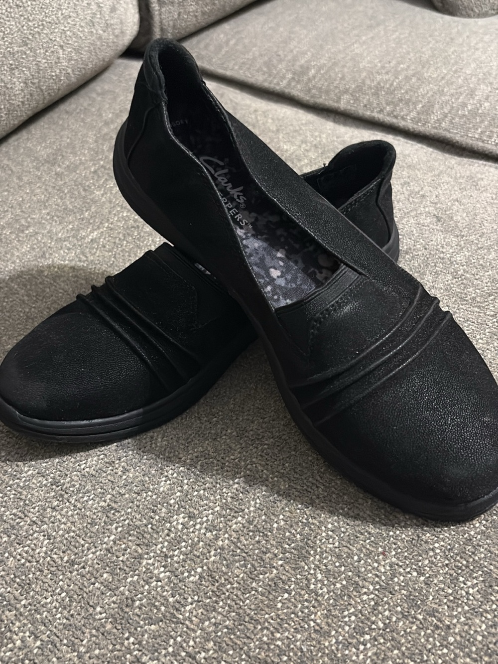 Clarks Women’s Black Slip-On Loafers